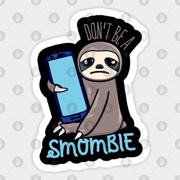 Smombie Sloth, Bored Sloth With Mobile Phone Sticker by maxdax